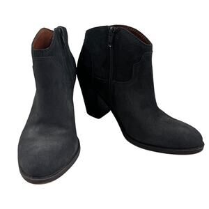Lucky Brand Eller Gray Suede Western Classic Block Heel Booties Women's Size 7.5
